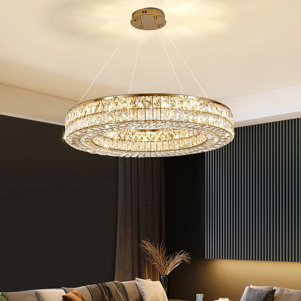 GLOWRY Modern Luxury K9 Crystal Ring Chandelier | HM-009