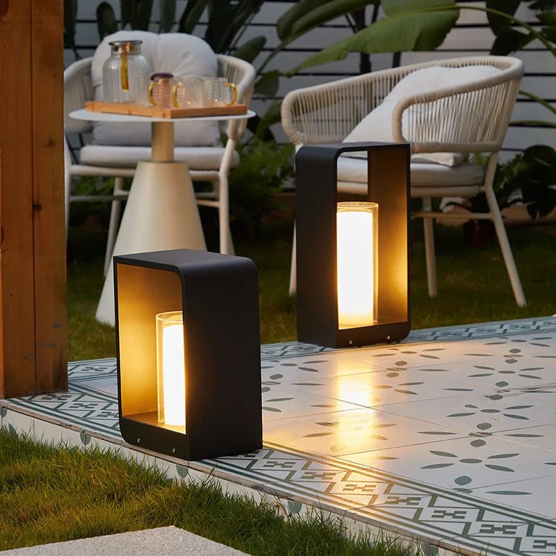 GLOWRY Modern Stainless Steel Outdoor Lawn Lamp | HM-011