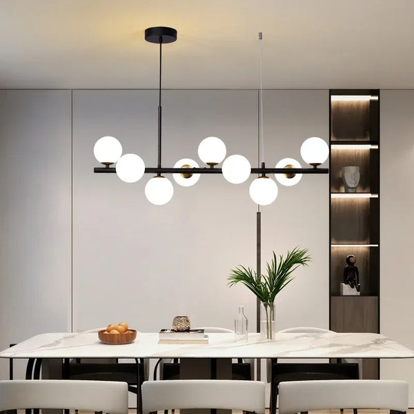 GLOWRY Nordic Linear Glass Globe Chandelier | HM-007
